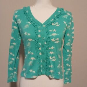 2 A TEE brand blue button up ruffle cardigan - Size Small Petite